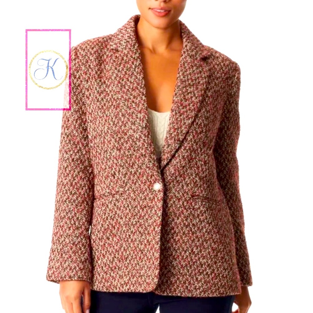 Sam Edelman One-Button Willow Blazer in Gardenia Autumn Chevron NWT ❣️